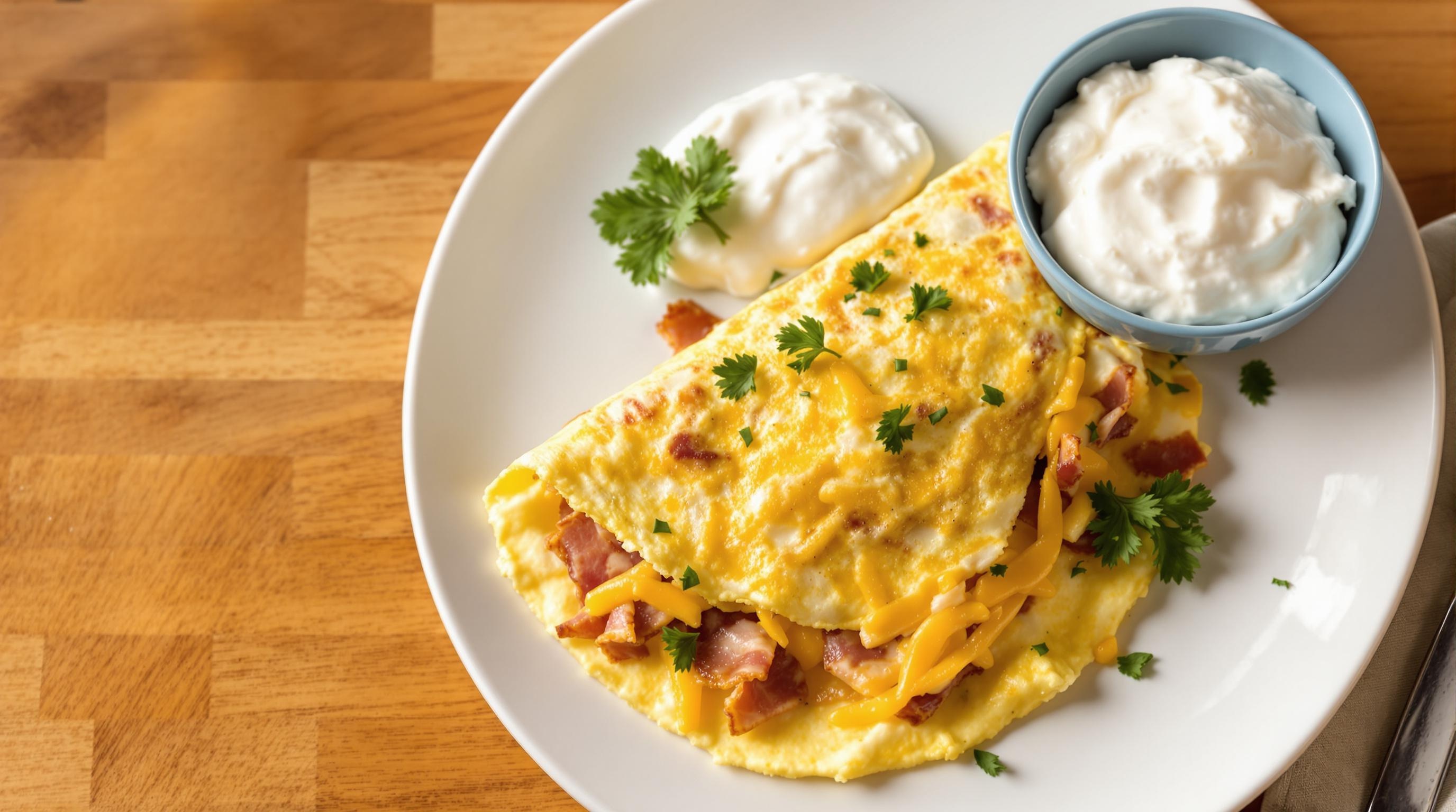 High protein fat-loss omelette with greek yogurt and spinach